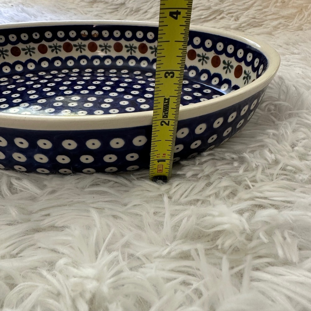 Polish Pottery Boleslawiec Blue Rose Pattern Oval Baking Dish 12" x 8" Vintage - Picture 7 of 8